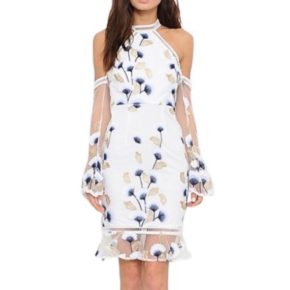 White Off Shoulder Floral Dress